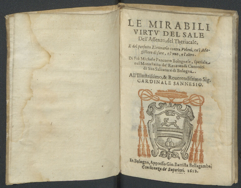 image of Michele Pancotto, Le mirabili virtù del sale dell'assenzo, del theriacale... (1612)