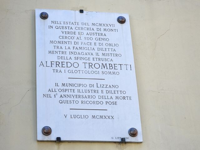 Ricordo del soggiorno di Alfredo Trombetti nel 1927