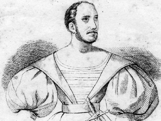 Il tenore Lorenzo Salvi in costume di scena