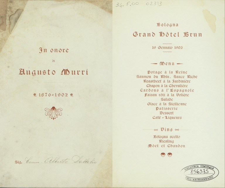 In onore di Augusto Murri:  1876-1902