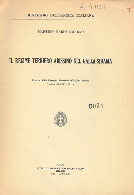 copertina di Il regime terriero abissino nel Galla-Sidama