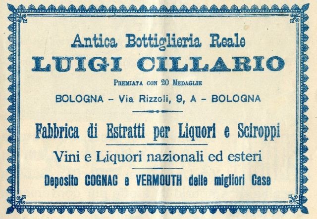 Pubblicità della Bottiglieria Cillario di Bologna