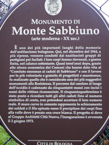 Monumento di Monte Sabbiuno - cartiglio