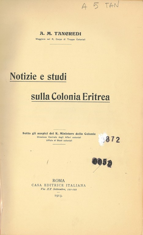 cover of Notizie e studi sulla Colonia Eritrea