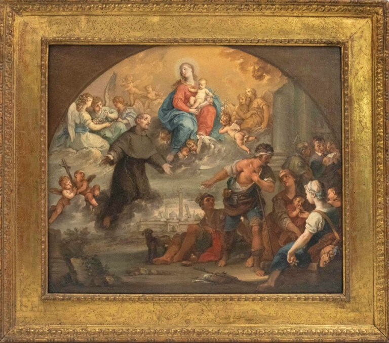 Jacopo Alessandro Calvi | San Francesco implora la protezione della Madonna sui pellegrini in arrivo a Bologna