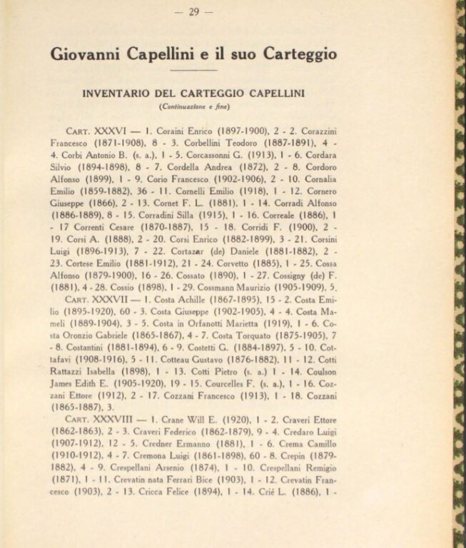 Giovanni Capellini e il suo carteggio