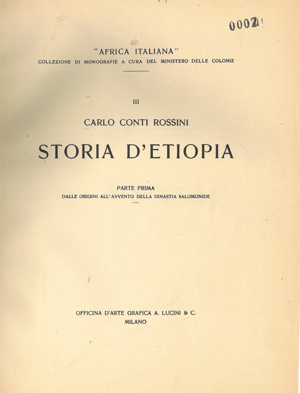 cover of Storia d'Etiopia: dalle origini all'avvento della dinastia salomonide