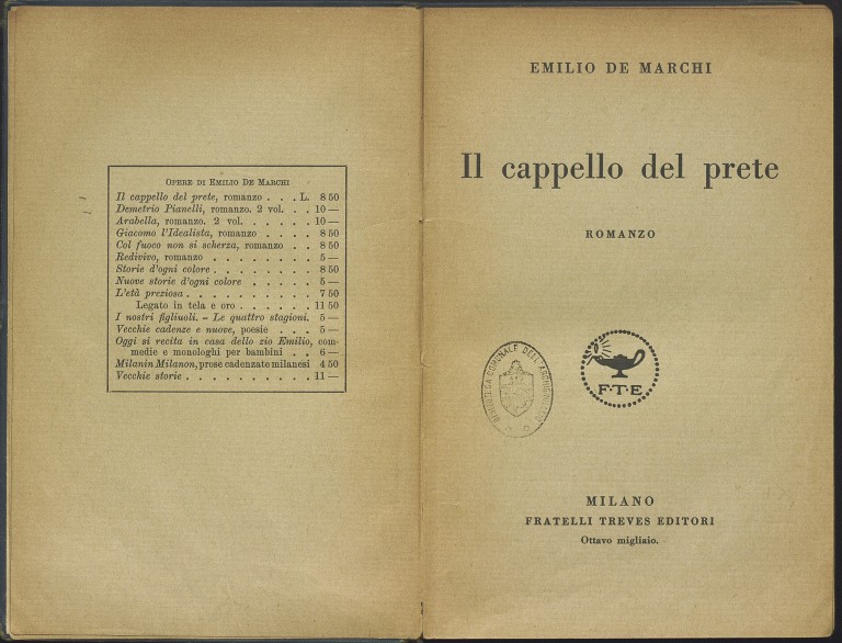 image of Emilio De Marchi, Il cappello del prete (1927)