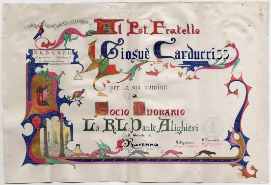 copertina di G. Scoto, Address della Loggia massonica D. Alighieri di Ravenna, 1896