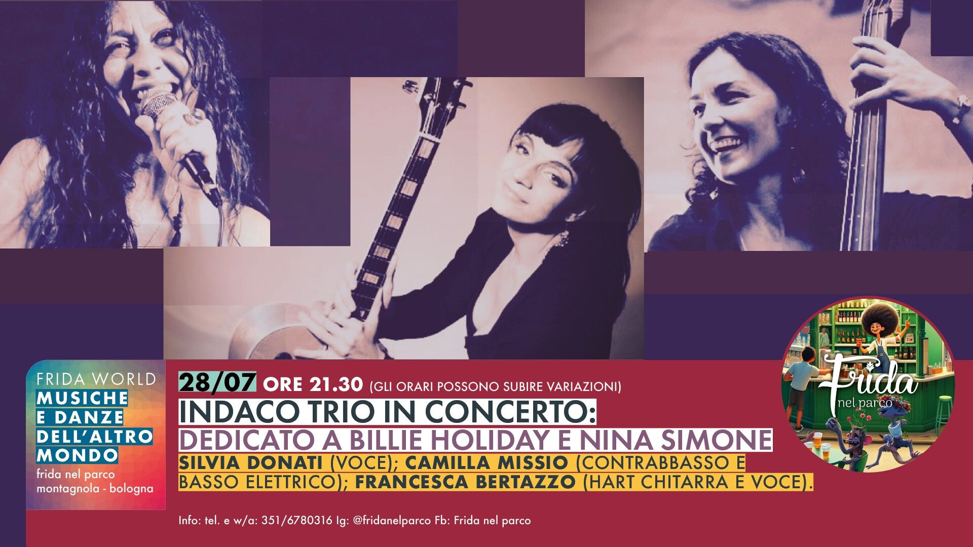 copertina di Indaco trio in concerto | Dedicato a Billie Holiday e Nina Simone