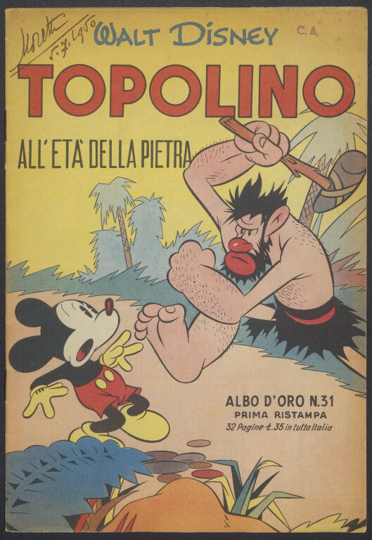 copertina di Topolino all'età della pietra