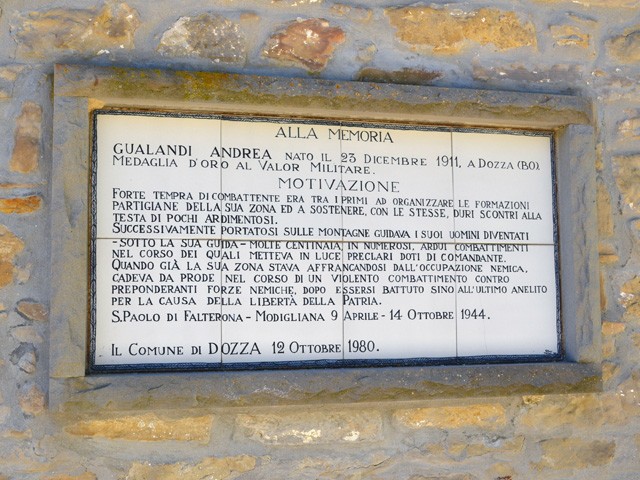 Memoria di Andrea Gualandi (Bruno) comandante della 36a Brigata Garibaldi - Cà Malanca - Brisighella (RA)