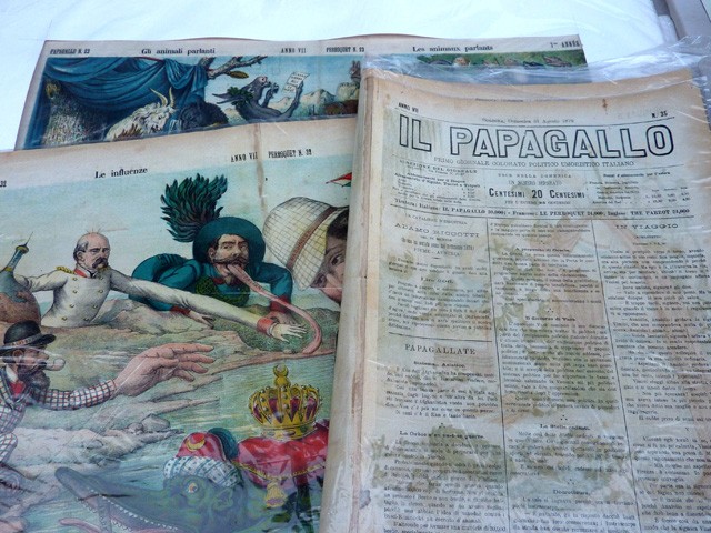 Prima pagina e pagine centrali del giornale "Il Papagallo"