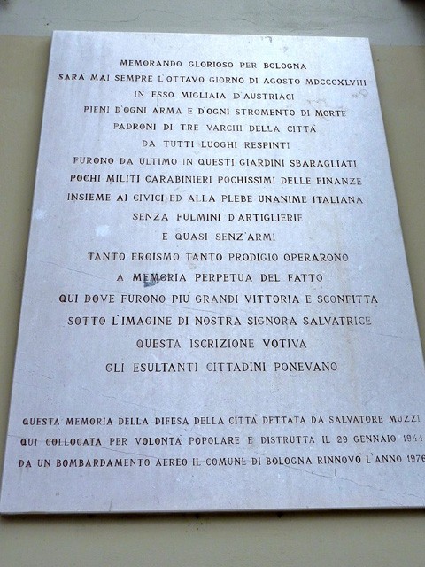 Memoria dell'8 agosto 1848 dettata da Salvatore Muzzi 