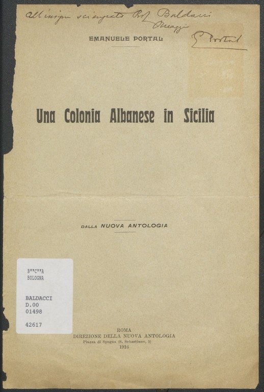 Emanuele Portal, Una colonia albanese in Sicilia (1916)