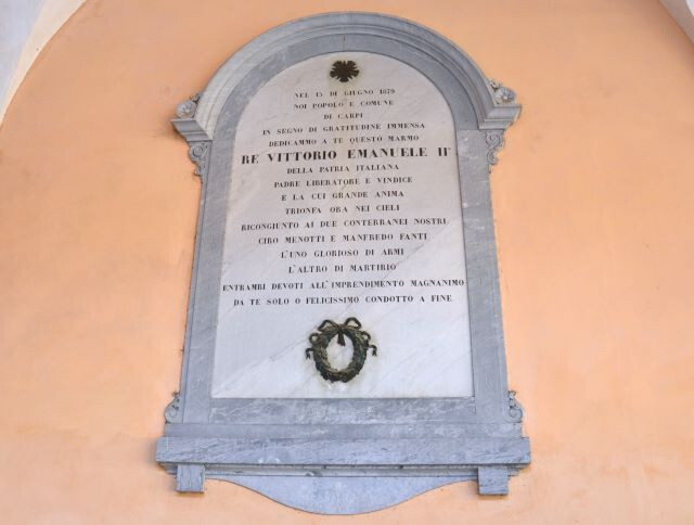 Lapide dedicata a re Vittorio Emanuele II