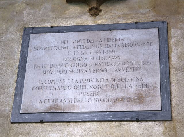 Lapide per il centenario della cacciata degli Austriaci da Bologna