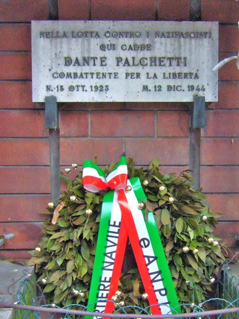 Lapide in via Saliceto (BO) dove morì il partigiano Dante Palchetti (Lampo)