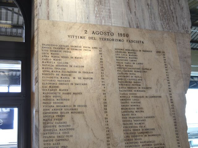 Lapide delle vittime della strage del 2 agosto 1980