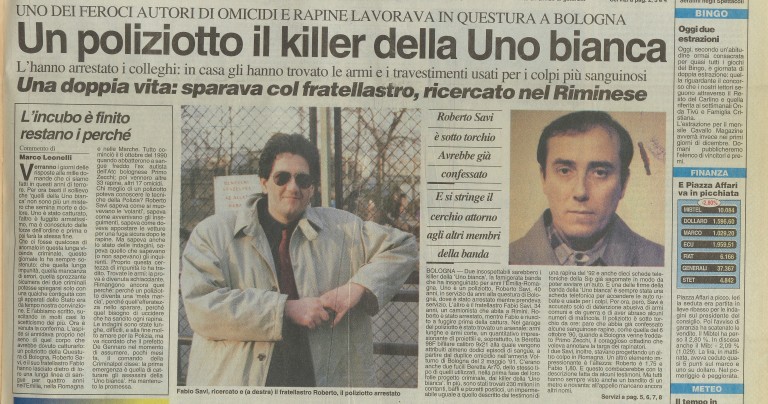 image of Uno bianca: gli arresti (da «Il Resto del Carlino», 23-27 novembre 1994)