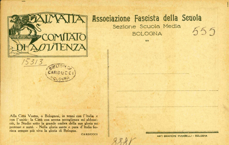 image of Retro della cartolina postale col ritratto di Carducci 