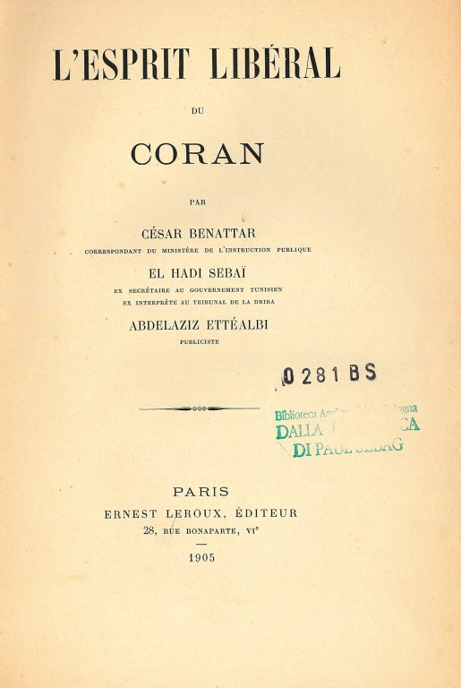 copertina di L'esprit libéral du Coran 