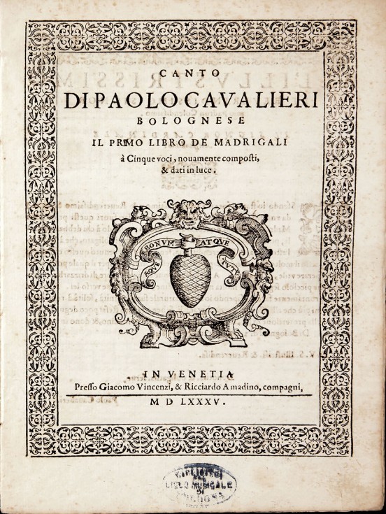 copertina di In arte musica peritissimus. Il primo libro de madrigali a cinque voci di Paolo Cavalieri