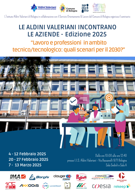 Locandina Le Aldini Valeriani incontrano le Aziende   Edizione 2025