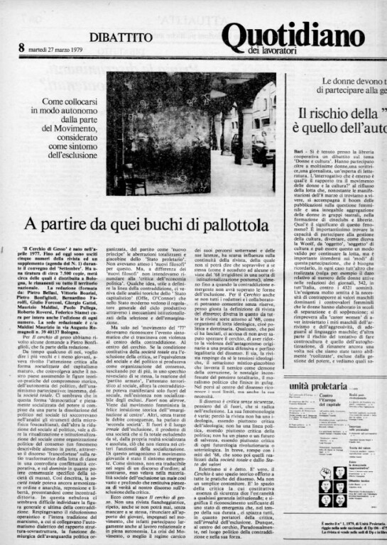 Pietro Bonfiglioli, A partire da quei buchi di pallottola, «Quotidiano dei lavoratori», 27 marzo 1979, p. 8.