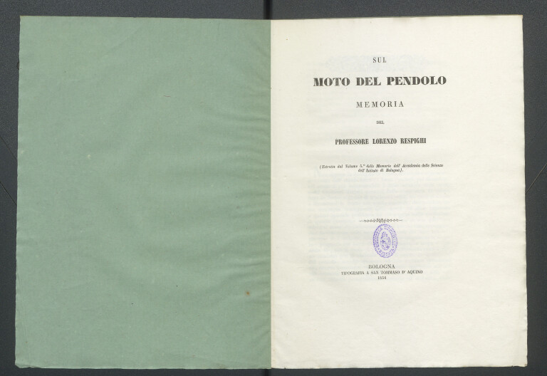 immagine di Lorenzo Respighi, Sul moto del pendolo (1854)