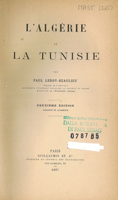 copertina di L'Algérie et la Tunisie