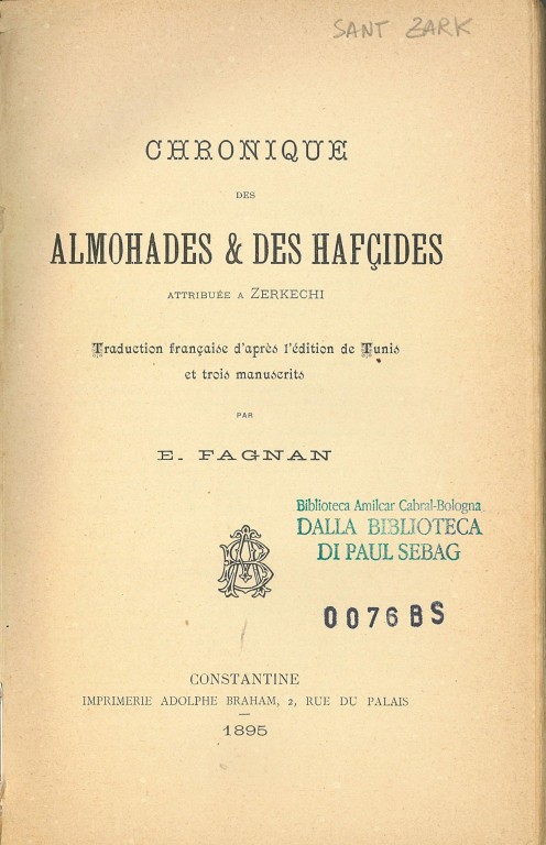 cover of Chronique des Almohades & des Hafçides