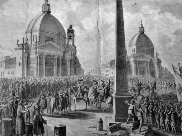 L'ingresso dei Francesi a Roma in una stampa dell'epoca 