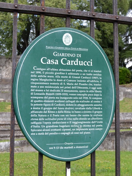 Giardino memoriale Carducci - cartiglio
