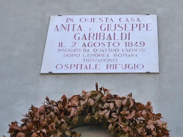Lapide a Cesenatico nella casa che il 2 agosto 1849 ospitò Garibaldi e la moglie Anita