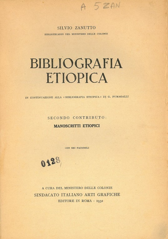 cover of Bibliografia etiopica