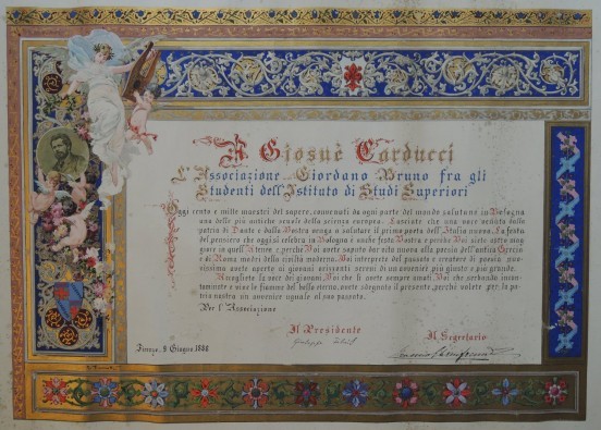 copertina di C. Simonetti, Address dell'Associazione Giordano Bruno di Firenze, 1888