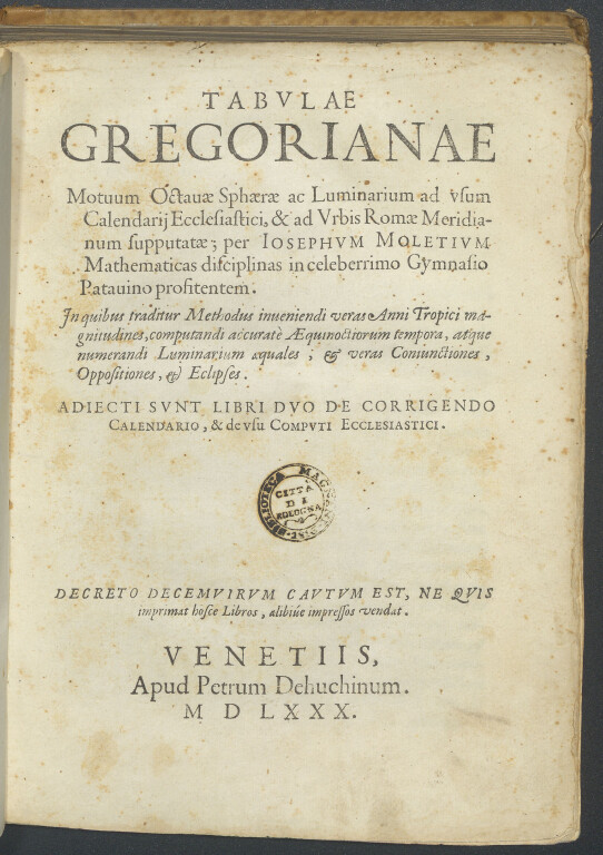 immagine di Tabulae Gregorianae motuum octauae spherae ac luminarium ad vsum calendarij ecclesiastici (1580)