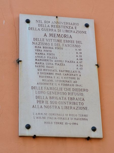 Lapide a ricordo degli ebrei catturati a Riolo Terme (RA)