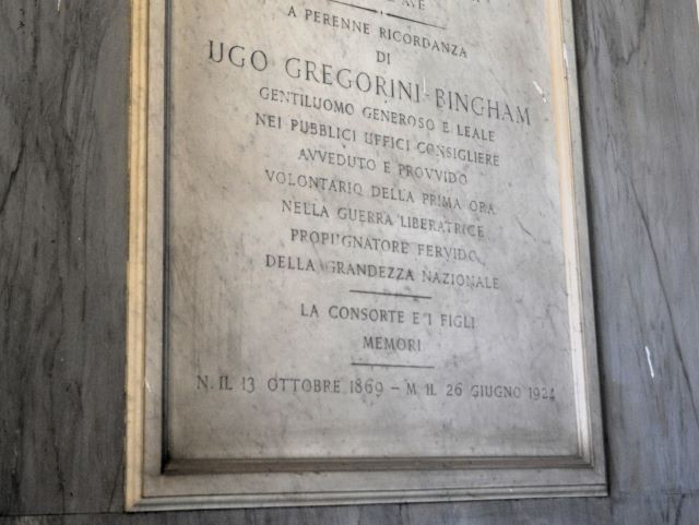 Lapide funeraria di Ugo Gregorini Bingham
