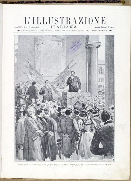 image of Reggio Emilia – Il centenario della bandiera tricolore – Giosue Carducci nell'atrio del palazzo municipale