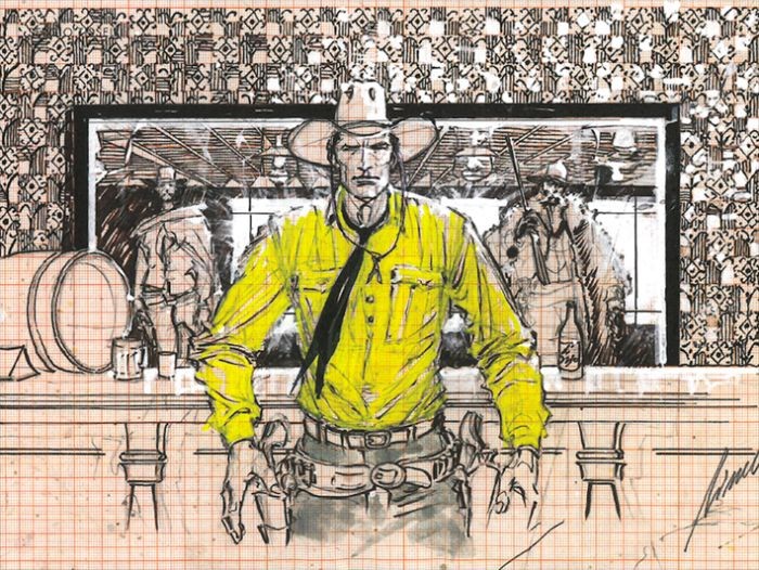 Sergio Tisselli, Tex, duello nel saloon, 2019. Disegno preparatorio.jpg