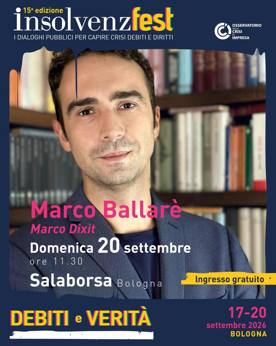 copertina di Marco Dixit a InsolvenzFest 2026: le parole che restano