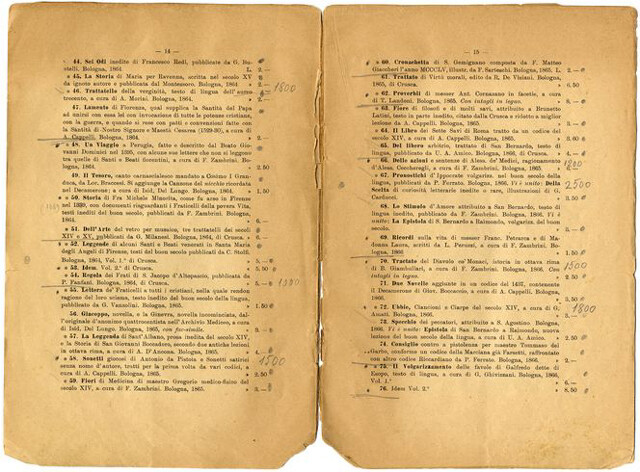 Libreria Antiquaria Romagnoli Dall'Acqua Catalogo delle opere di propria edizione Bologna, Cooperativa tipografica Mareggiani, 1916 (BCABo, Rabbi H.229)