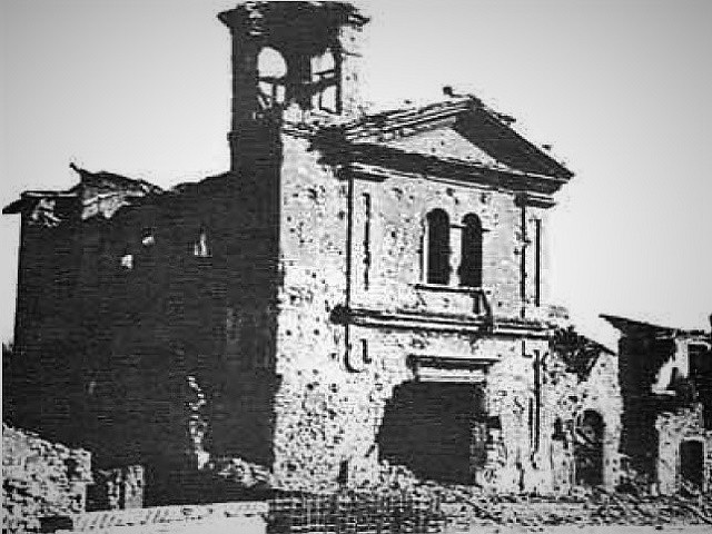 La chiesa di Pianoro distrutta dai bombardamenti - Fonte: "Nelle Valli Bolognesi", 36 (2018)