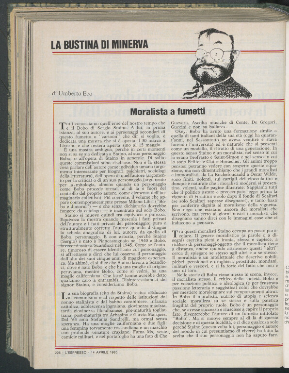 image of Umberto Eco, Moralista a fumetti (7 aprile 1985)