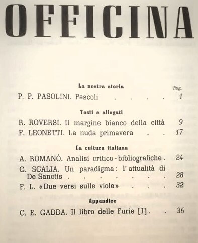 La rivista "Officina"