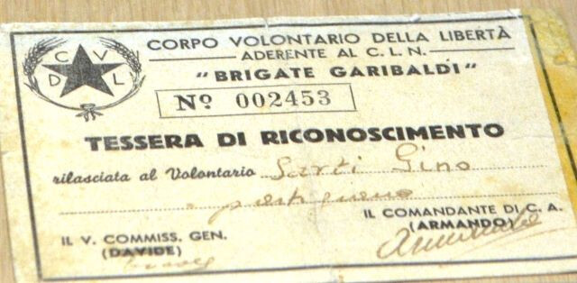 Tessera di riconoscimento di un partigiano modenese