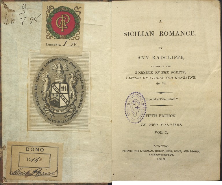 immagine di Ann Radcliffe, A sicilian Romance (1818)