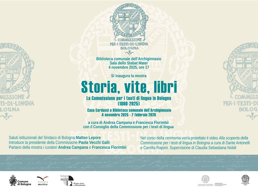 copertina di Storia, vite, libri. La Commissione per i testi di lingua in Bologna (1860 – 2025)